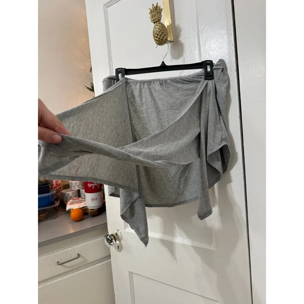 Gray Jersey Wrap Skirt Ballet Dance Yoga Cover-Up